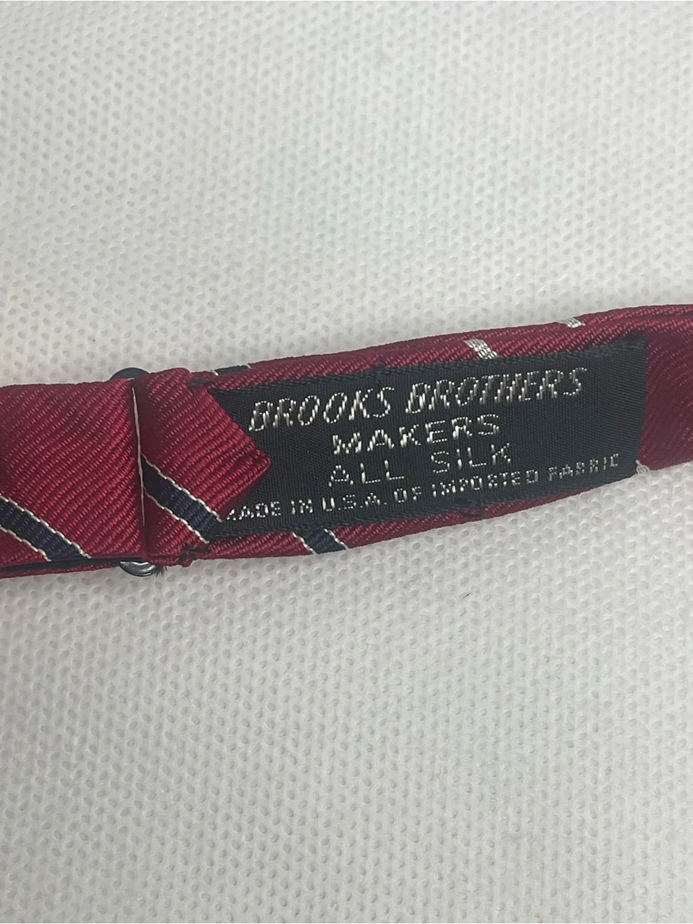 VTG Brooks Brothers Square Silk Bow Tie Repp Stripe Red White Blue USA Preppy